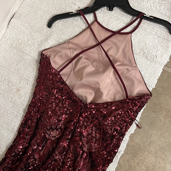 Maroon Sequin halter top formal dress! - Picture 4 of 6